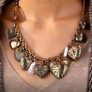 Gold Heart Charm Necklace for Caren Only